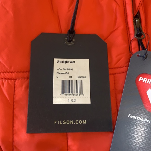 C.C. Filson Ultralight Vest, NEW, Outerwear, Pheasant Red - Picture 6 of 7
